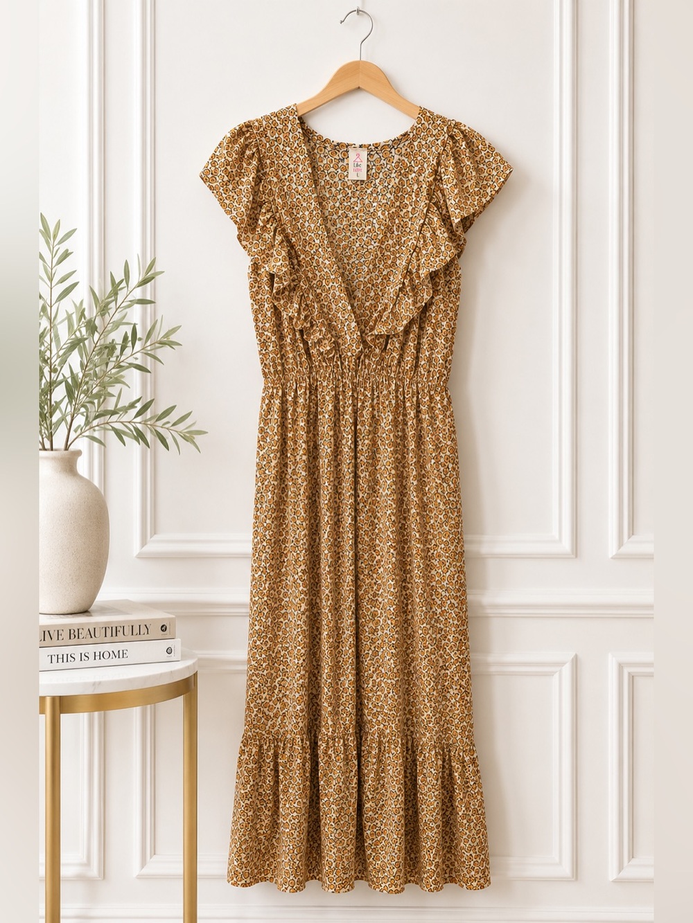 Like Love Floral Ruffle Maxi Dress Size Large Boho Cottagecore